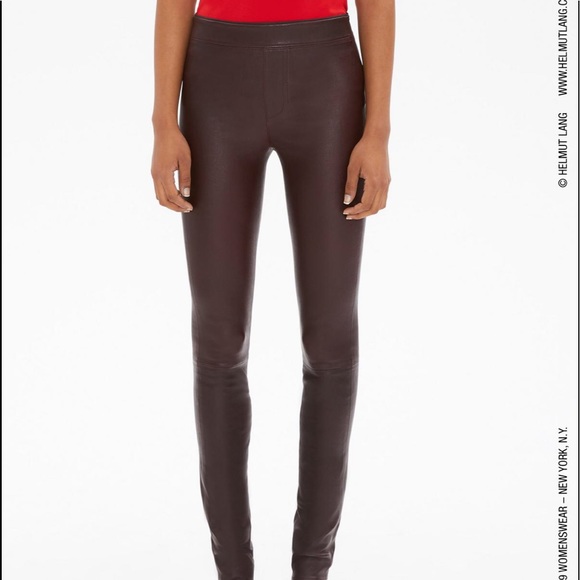 NWT Helmut Lang Leather Leggings in Merlot - Picture 6 of 8